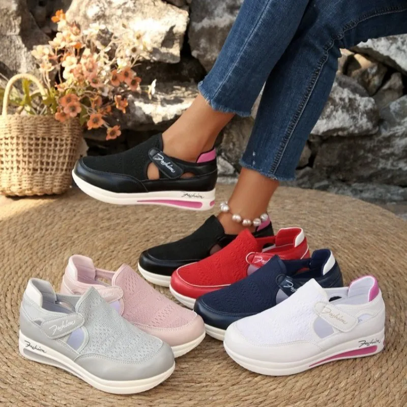 Velcro Hook Loop - Dames Platform Slip-on Sneakers Gesloten teen