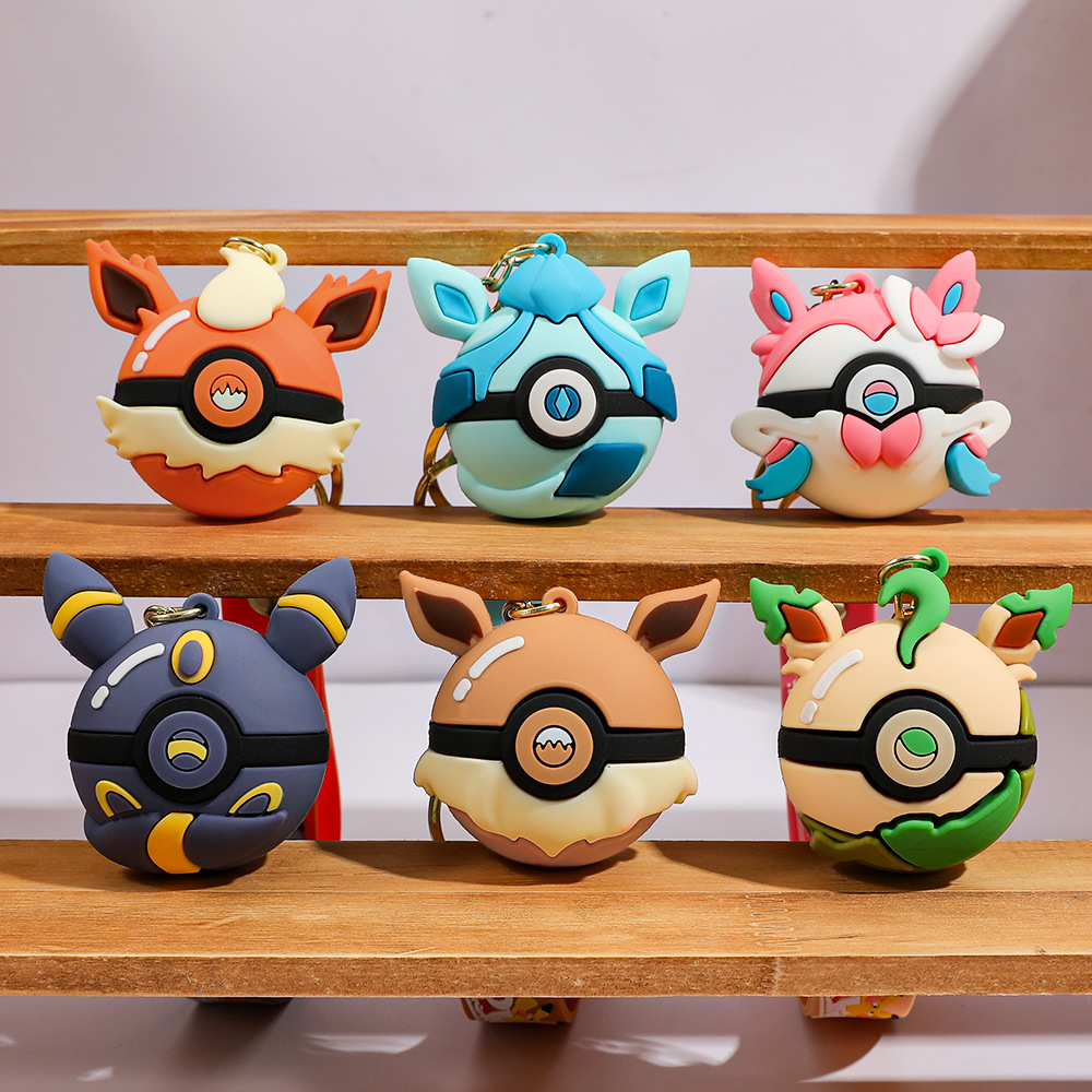 Pokeball Cosplay Prop - 6 stks Pikachu Cartoon Sleutelhanger Glaceon
