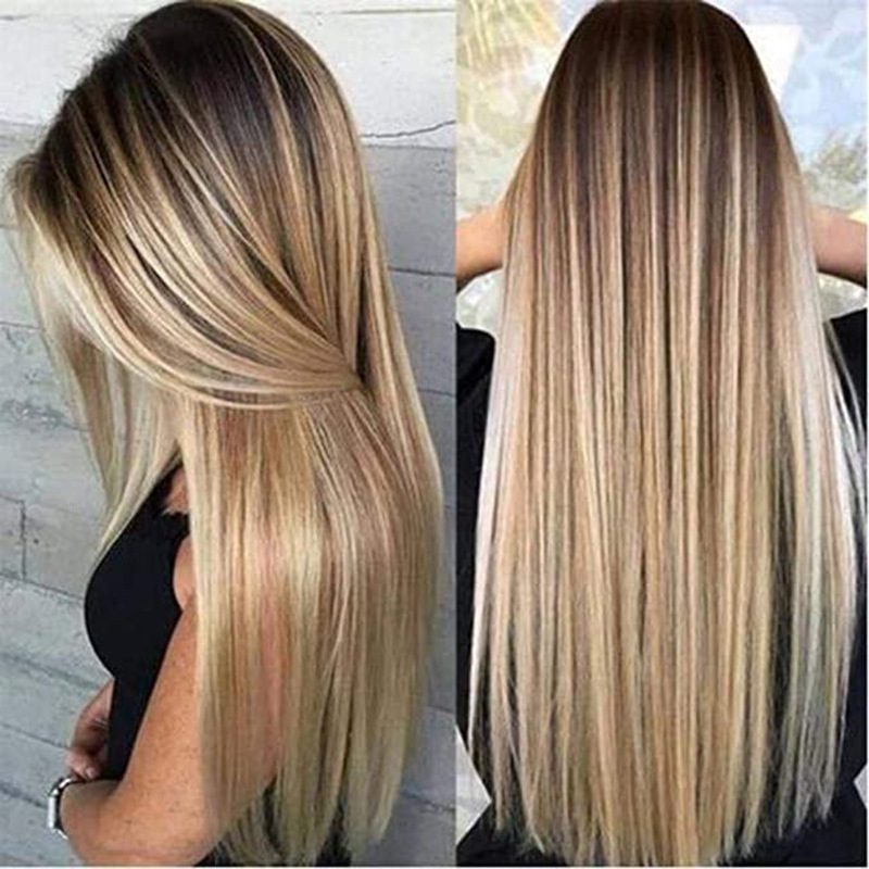 Wig Fiber Net - Damespruik met lang, stijl haar, middenscheiding