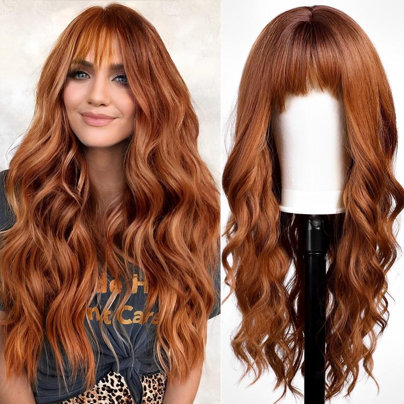 Lang, stijl haarwerk met pony  - Wig Fiber Net recensie en prijs